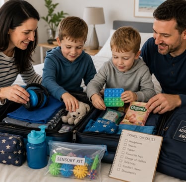 Packing sensory items for an autistic child before travel
