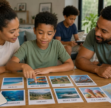 Neurodiverse child choosing holiday activitie