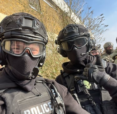 ME and the lads, ready to enter the fray