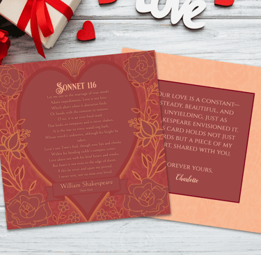 a valentine card with a heart shaped poem
