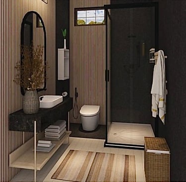 Plan 3D d’une salle de bain noir