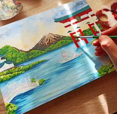 joyero japonés pintado a mano
