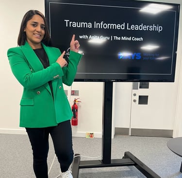 A photo of Anita delivering a talk in partnership with HAYS Recruitment