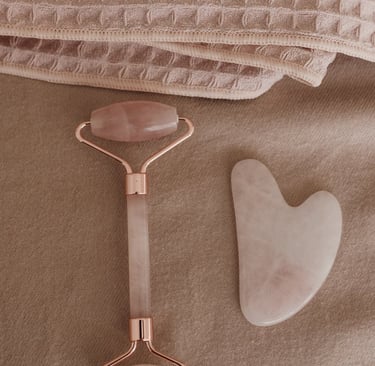 a rose quartz stone roller