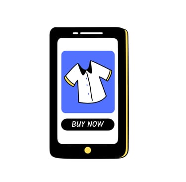 Imagen de un smartphone mostrando un anuncio que contiene una camiseta y un CTA de comprar ahora