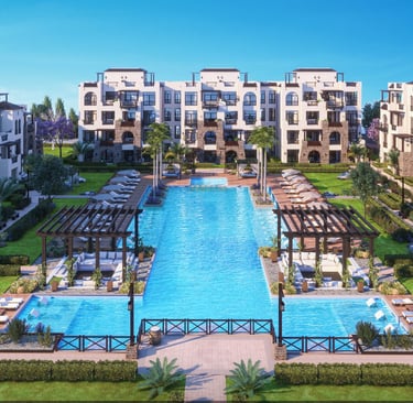 Elegant apartment with spine and lagoon view at Cala Sahl Hasheesh, Hurghada Red Sea coast.