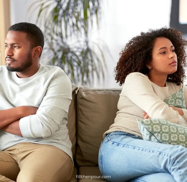 Couple in conflict turned away from each other