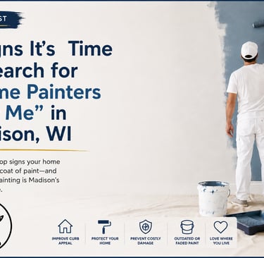 Professional house painters applying premium exterior paint to a residential home in Madison Wi