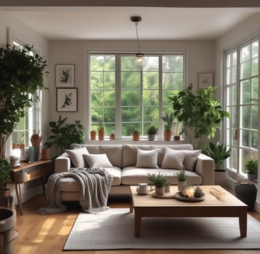 A cozy reading nook with soft cushions and a warm blanket, inviting relaxation and comfort.
