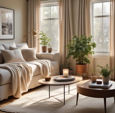 A cozy reading nook with soft pillows and a warm blanket.