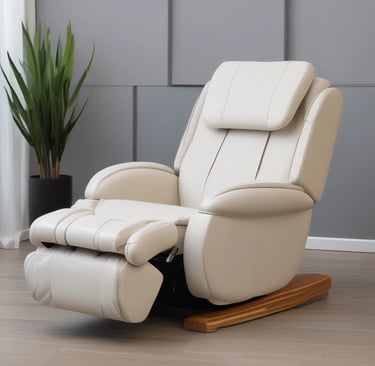 a reclining chair with a plant in the background