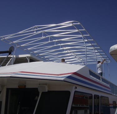 Installing Houseboat Party Top.