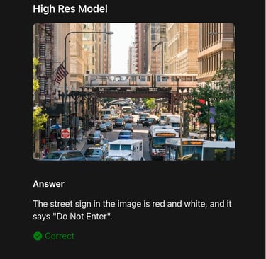 FastVLM high-resolution model example: AI correctly identifies a red-and-white “Do Not Enter” street