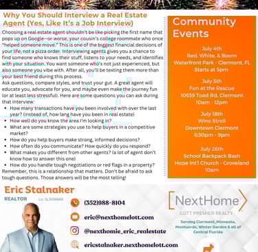 July Newsletter Article: Why Your Should Interview Your Real Estate Agent