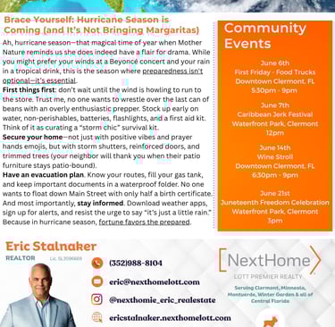 June Newsletter Article: Be Prepared for Hurricane Season