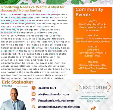 March Newsletter Article: First-Time Homebuyers - Prioritize Needs Over Wants