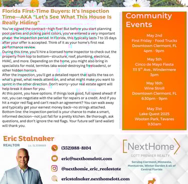 May Newsletter Article: First-Time Homebuyers - The Inspection Period