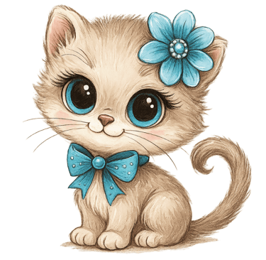 a kitten with a blue bow tie and a blue bow