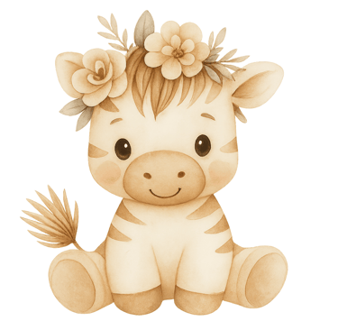 a zebra with a flower crown on its head