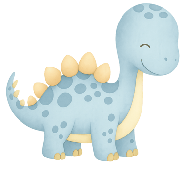 a cartoon dinosaur with a blue and yellow dinosaur