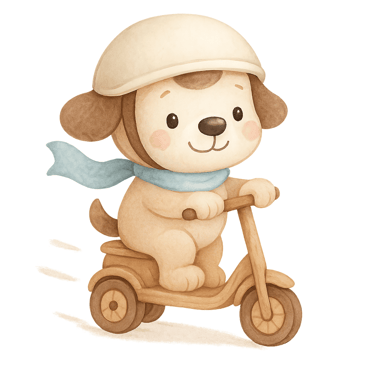 a dog sitting on a scooter with a hat on