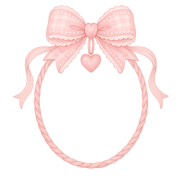 a pink bow with a heart shaped bow