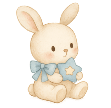 a cute little bunny rabbit with a blue bow