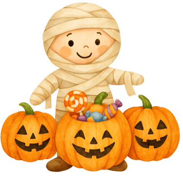 a little boy dressed in a mummy mummy costume