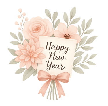 a happy new year's greeting card with flowers