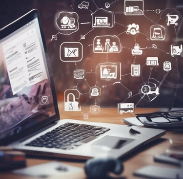 a red background with a line of white circles