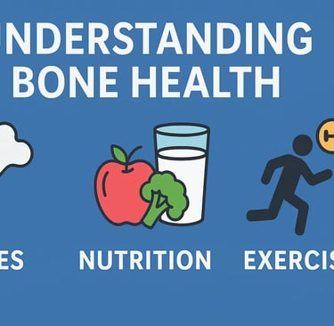Infographic illustration showing bone health tips