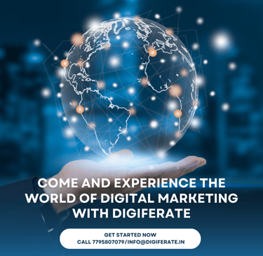 a person holding a globe with a globe in the background. It shows Digiferate operates worldwide