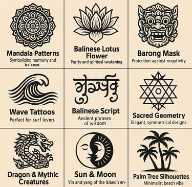 a set of six different types of tattoo designs