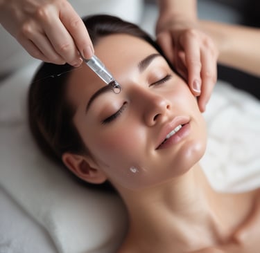 a woman getting her hair cut by a hair stylist