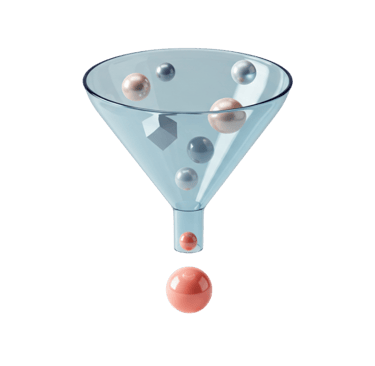 a funnel of balls of balls of red and white