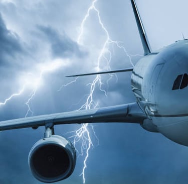 When overconfidence blinds leaders image showing a plane in a storm