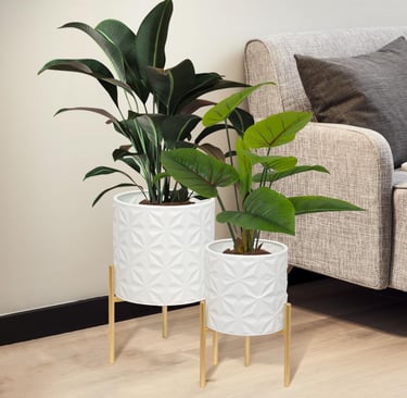 two planters with plants in a living room