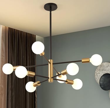 a modern brass-plated chandelier