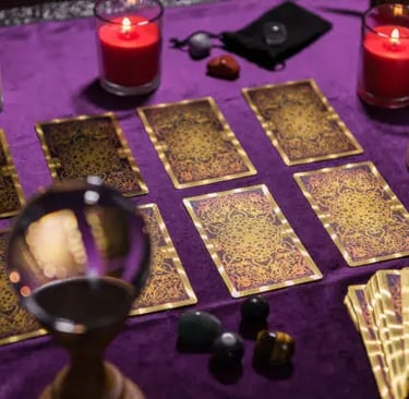 a table with candles and candles on it