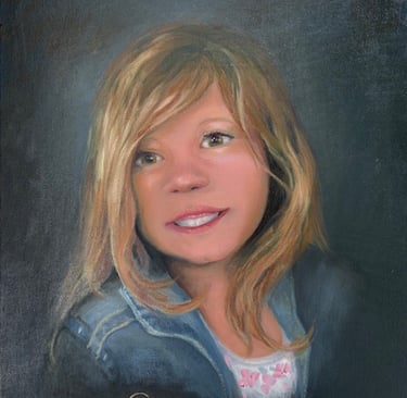 oil painting of a young girl with a big smile, painted by artist Cindy Testerink Tennessee