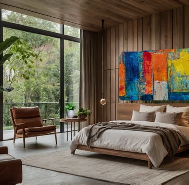 A bedroom using Biophilic design style