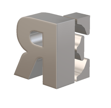 a silver letter r with a silver ring