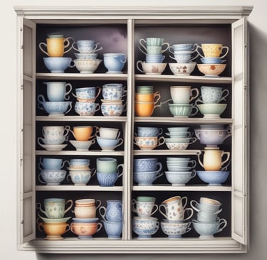 A store display filled with an assortment of colorful handcrafted items including plush toys, hanging decorations, and patterned pouches. Shelves are packed with creatively designed products, exhibiting vibrant textiles and intricate patterns. The scene is lively with a clutter of colors and textures, giving a sense of artisanal craftsmanship.