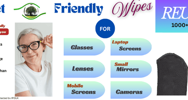 Eco-friendly microfiber cleaning cloth for eyeglasses and camera lenses.