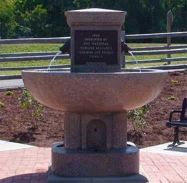 The fountain and some bricks that are the Derby Hall of Fame
