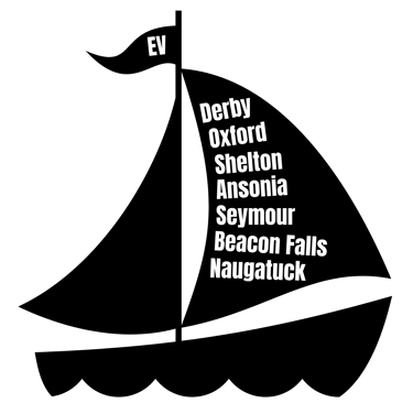 logo of a sail boat with the 7 town names 