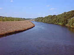 Naugatuck River and flood walls