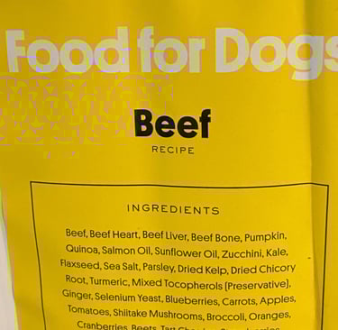 Sundays Food for Dogs - Beef Formula dog food