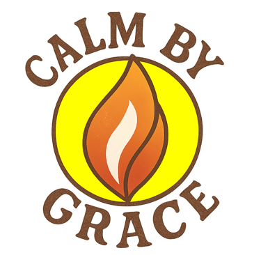 Cartoon style logo of the Calm By Grace website.