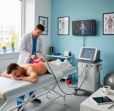 Esecuzione di Onde d'urto da parte di un fisioterapista